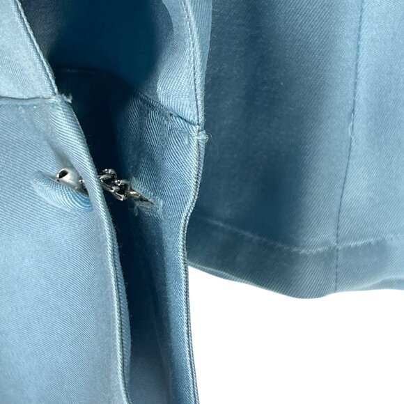 NWOT Talbots Womens 10 Blue Silk Wool Blend Blouse Button Up V Neckline Elegant - Picture 6 of 12